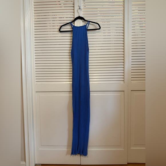 Jonathan Simkhai Megan Ribbed Knit Bodycon Maxi Dress in Cerulean Blue - Picture 5 of 5